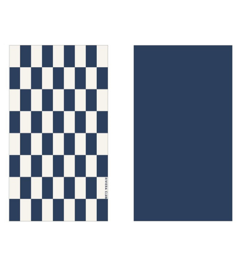 Navy check beach towel