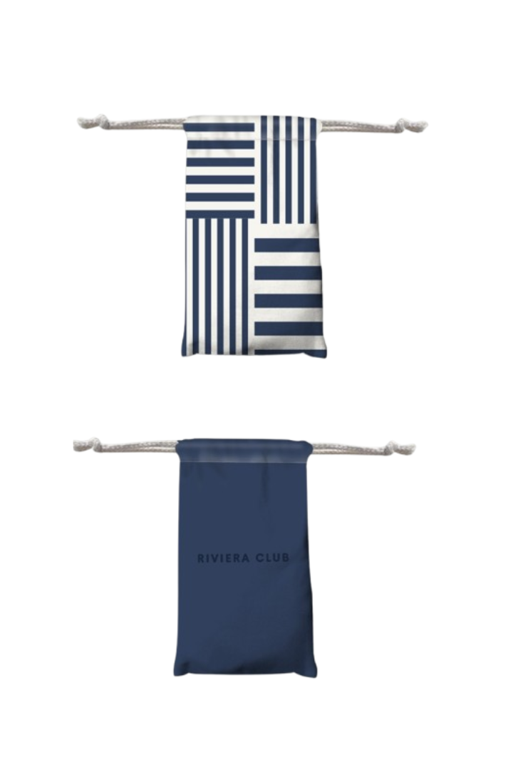 Navy check beach towel