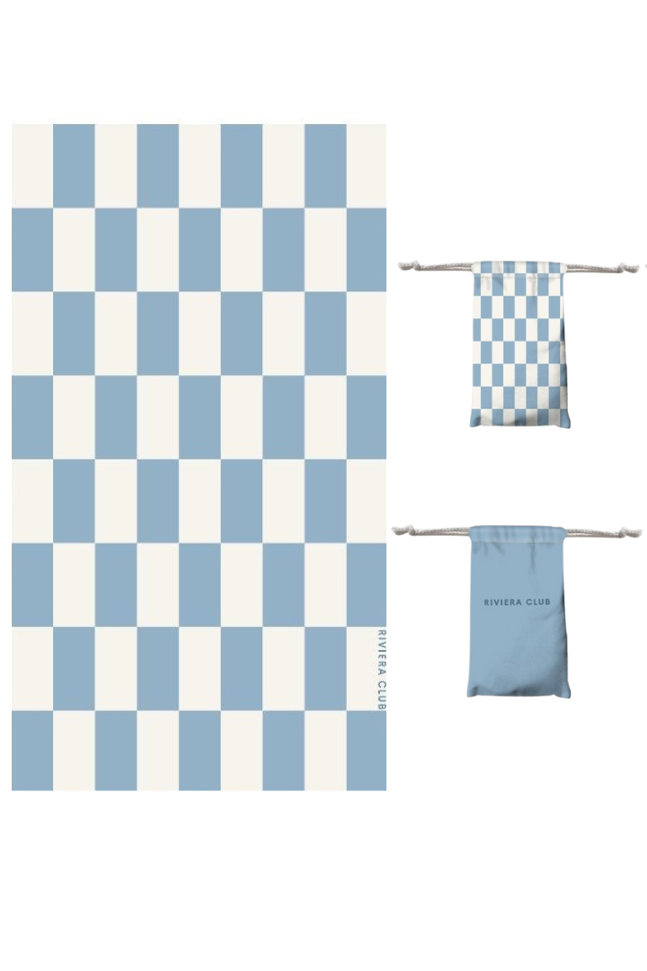 Blue check beach towel