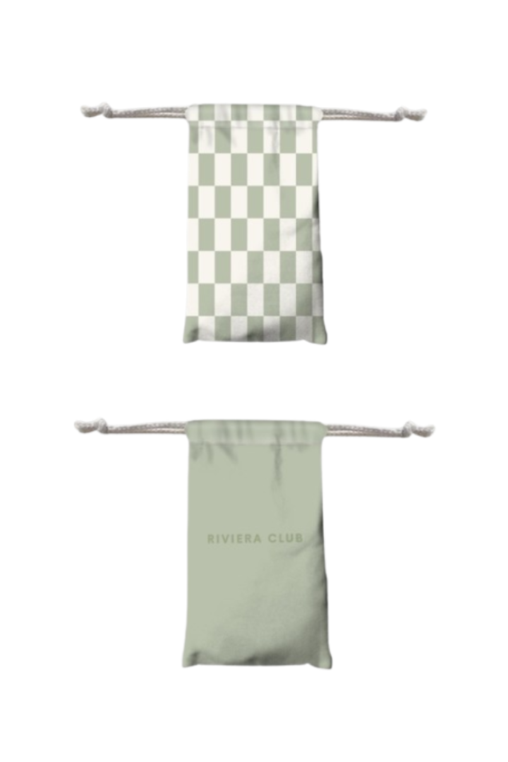 Sage check beach towel