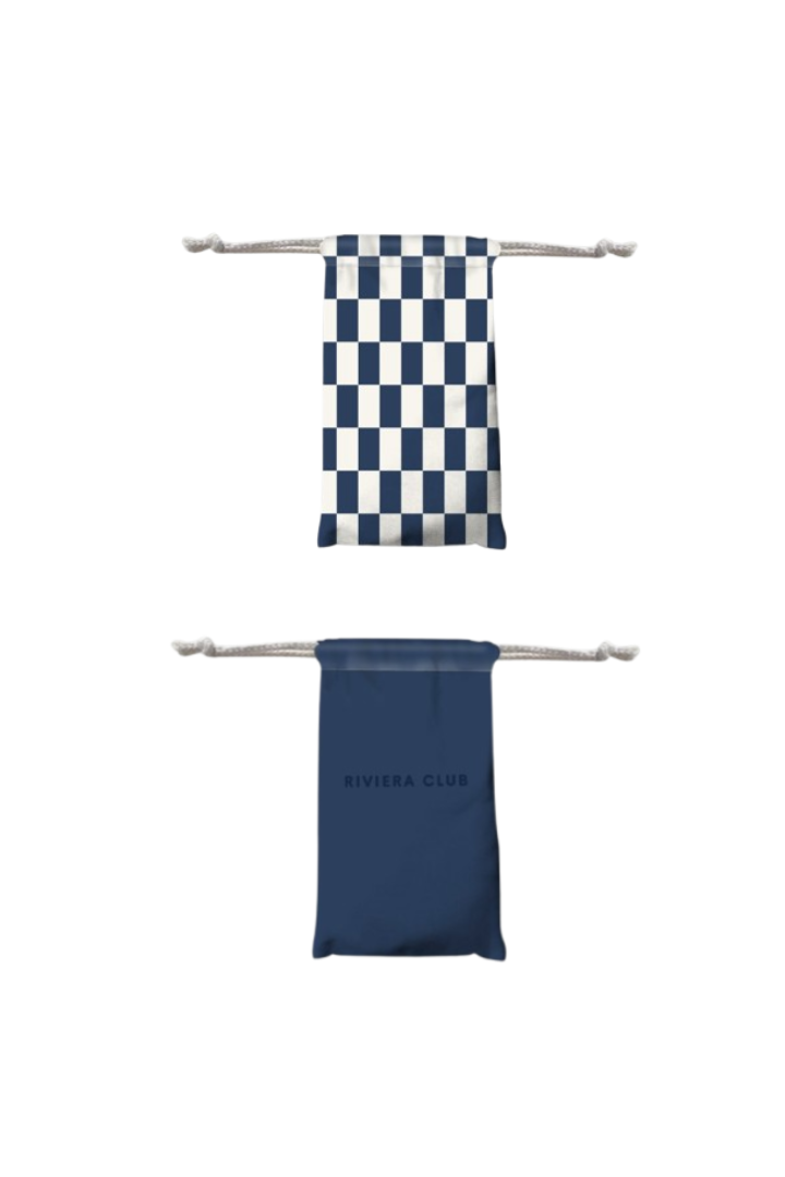 Navy check beach towel