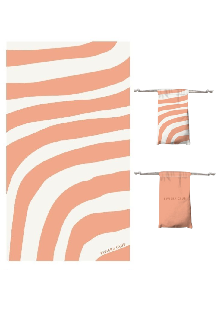 Coral wave beach towel