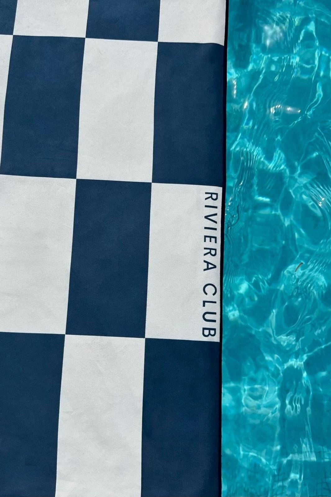 Navy check beach towel