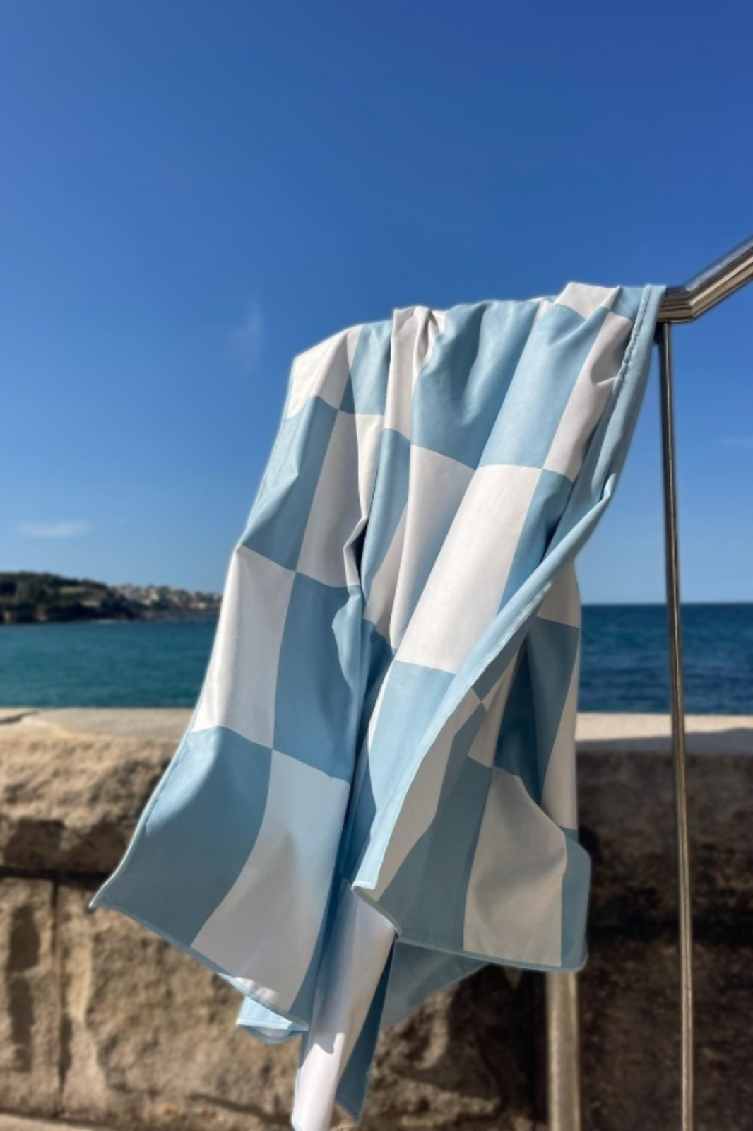 Blue check beach towel
