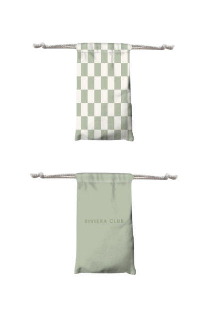 Sage check beach towel