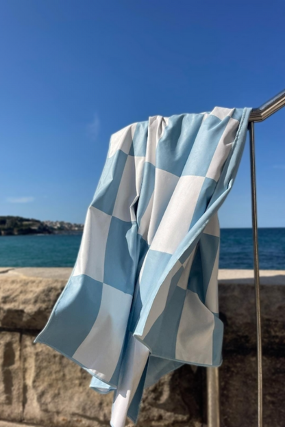 Blue check beach towel